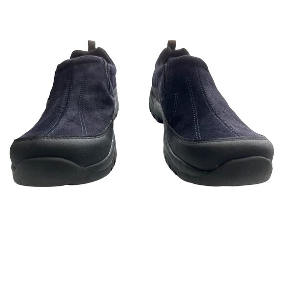 Land’s End Suede Mocs Navy Blue Slip On Shoes Embroidered Size 8.5 - Picture 4 of 9